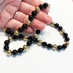 Karla Jordan Vintage Beaded Necklace Black & Gold Classic Career 1980s Boss Lady