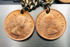 Vintage 15 RARE 1950’s Coin Charm Bracelet South Africa, India, Osterreich, Mex