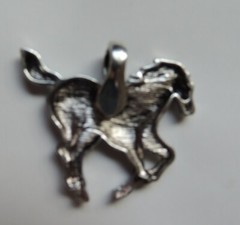 Silver-Tone Rhinestone metal Horse Pendant