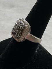 Vintage BBJ 925 Sterling Silver Ring Size 7.75 Square Shape Estate Jewelry