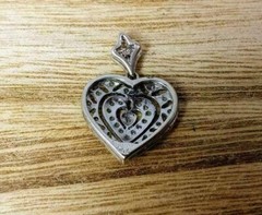Art Deco Vintage Heart Pendant 2Ct Round Simulated Diamond 14K White Gold Plated