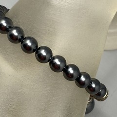 Hematite Beaded Necklace Toggle Clasp Stone Charm Healing Chakra Bohemian 6.75″