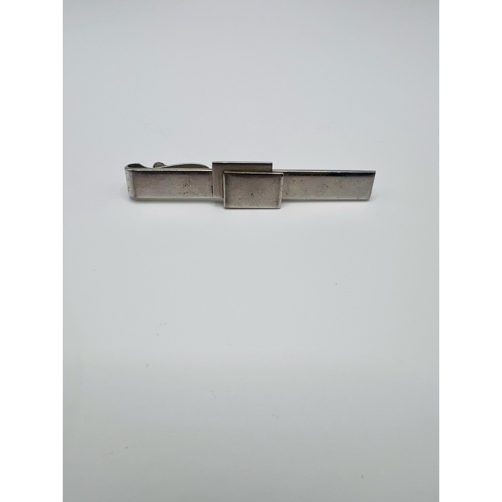 Vintage Silver Tone Tie Clip | Mid Century Minimalist Men’s Tie Bar
