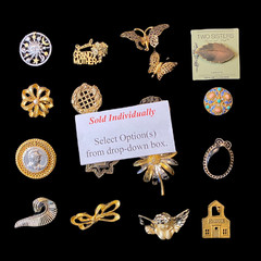 VTG Pin Brooch Goldtone Pewter Enamel Metal SOLD INDIVIDUALLY – Select Option