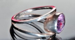 Silver ring 1.50ct amethyst solitaire size 6.75 vintage handmade 3.50gr
