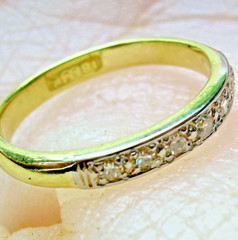 Original EARTH MINED DIAMOND Deco Wedding Band Vintage Platinum 18K GOLD Ring