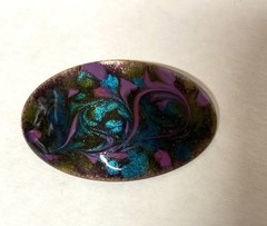 6 pcs. Wholesale Lot-Enamel on Copper Med OVAL PIN-ARTISAN Made-Inga Enamels (B)