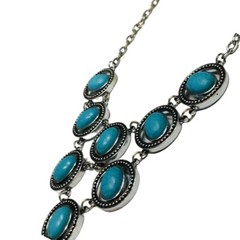 Blue Howlite Necklace 19″ Boho Country Southwestern Bohemian