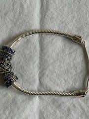 Authentic Pandora Disney Parks Moments Sliding Bracelet Silver Blue Pave Charms
