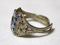 Vintage Russian Hand Painted Enamel Rings 3 Variation Finift Technique #85,86,90