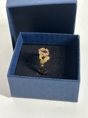 Vintage Pink Cubic Zirconia Ring Gold Plated Womens Size 6.5