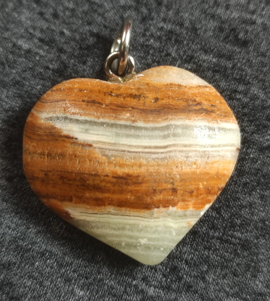 Pendant Heart-Shaped Natural Onyx Stone Unique Ukrainian Handmade Jewelry