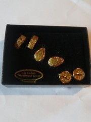 Vintage Diamond Dust Clip On 3 Gold Tone Sets