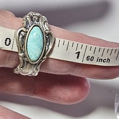ESPO Vintage Sterling Blue Turquoise Scrollwork Wrap Ring Currently Sz 7