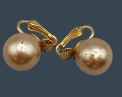 Vintage KJL Faux Pearl Stud Clip On Earrings Elegant Signed Kenneth Jay Lane