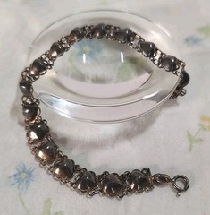 Vintage 7″ Sterling Silver HEART Bracelet Heart Chain Link Tennis Bracelet 925