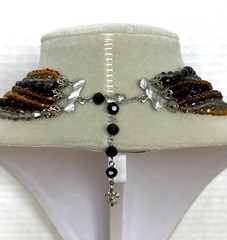 VTG Vendome Torsade 10 Strand Varied Shape Amber Black Gray Bead Necklace WOW