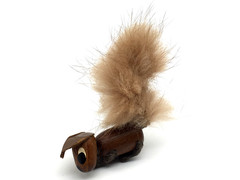Vintage Wood, Leather, Felt & Fur Hand Painted Face Squirrel Pin