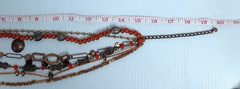 Vintage 20″ Unbranded 6 Strand Bead Necklace Metal Wood Beads Multi-color 1970’s