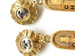 Chanel 1960s Vintage Goldtone Thermometer Dangling Clip On Novelty Earrings