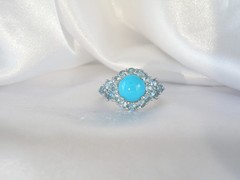 Vintage Sterling Silver 925 Sleeping Beauty Blue Topaz Ring Size 7