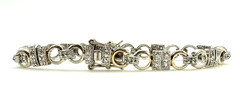 Vintage Signed FAS 925 Two Tone Sterling Silver Vermeil CZ Tennis Bracelet