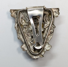Antique Art Nouveau Floral Flower Silver Plated Scarf/Dress Clip 1 7/8″