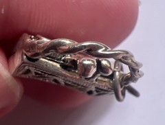 VTG Mini Purse Pendant Silver-Tone HandBag Charm Black Enamel HEART FILIGREE