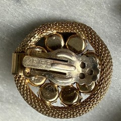 Vtg 1960s Weiss Brooch Earrings Set Pink Purple Gold Crystal Rhinestone Circle