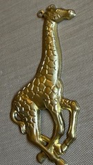Vintage Brass Giraffe Charms 80mm Safari Animal Jewelry Findings Lot of 2 NOS