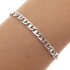 925 Sterling Silver Vintage Italy Flat Anchor Mariner Link Bracelet 7″