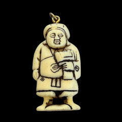 Vintage Buddha Asian Figural Pendant Celluloid? Acrylic? Resin? Unique Figure
