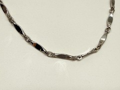 Vintage Necklace Silver Tone Dimpled Link Necklace Long 40 in chain Boho 1970s