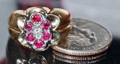 14k Yellow Gold 0.56ct Natural Diamond Sz 8 Ring Ruby Vintage Heated 6.37g N3078
