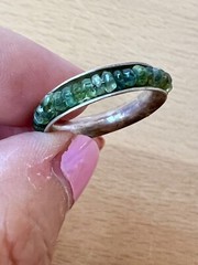 VINTAGE DESIGNER ROUGH GREEN TOURMALINE ETERNITY SPINNER BAND RING 925 STERLING