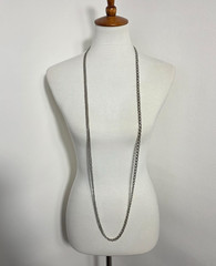 Monet Long Silver-Tone Curb Chain Necklace Textured Rope-Like Appearance