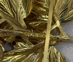 Vintage Signed Weiss Enamel Autumn Leaf Brooch Pin Layered Maple Fall