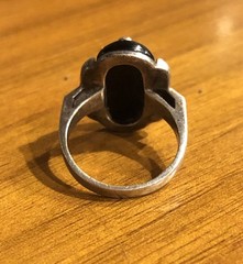 Vintage Art Deco Sterling Silver Black Onyx Marcasite Statement Ring