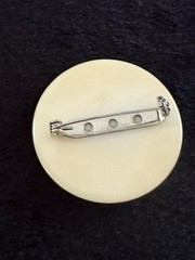 OOAK Ivory Plastic Disc Brooch Upcycled Vintage Earring Pin 1.5″