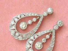 Milgrain Teardrop Dangle Earrings 2.7 Ct Simulated Diamond 14K White Gold Over