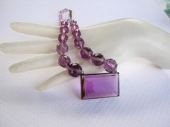 1920’s ART DECO Enchanting PURPLE GLASS & BOLD Crystals NECKLACE