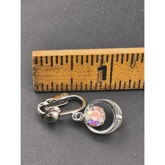Vintage 50’s Sorrento Sterling Silver & AB Crystal Filigree Screwback Earrings