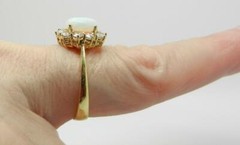 Vintage 18K Yellow Gold White Opal Diamond Ring Size 7.75 – LB3051