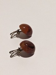 Beautiful Vintage Sunset Shade Glass Dome Clip On Earrings. MCM Style. 1″.