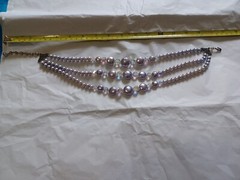 GORGEOUS 3 Strand Vintage Lavender Faux Pearl Necklace With AB crystals