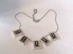 Silver Tone Necklace with Geometric Centerpiece, 1990s-2000s