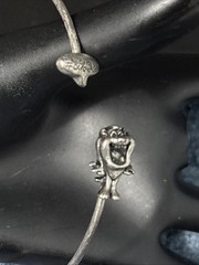Vintage Sterling Silver Bangle Bracelet Cartoon Creature Laughing 9g 10” READ￼