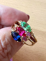 14K GOLD EMERALD GREEN,RUBY RED,SAPPHIRE BLUE CZ CUBIC ZIRCONIA WIDE BAND RING