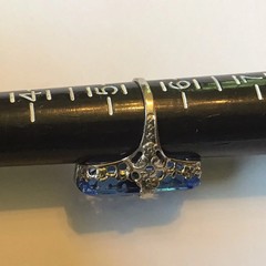 VINTAGE ART DECO LIGHT BLUE RHINESTONE RING SIZE 5.25