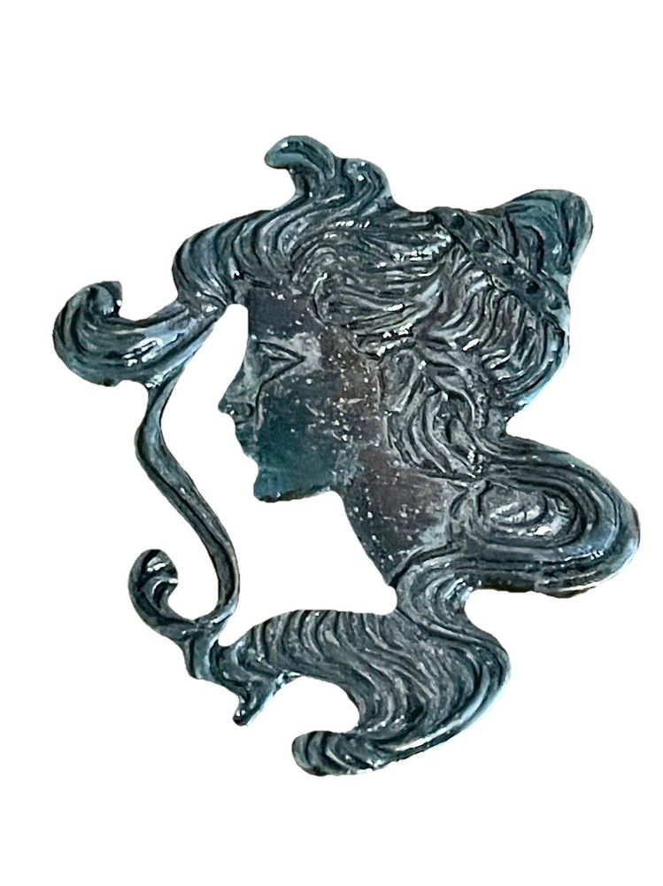 Vtg Art Nouveau 925 Sterling Woman’s Head Brooch/Pin See Pics Marked on Back